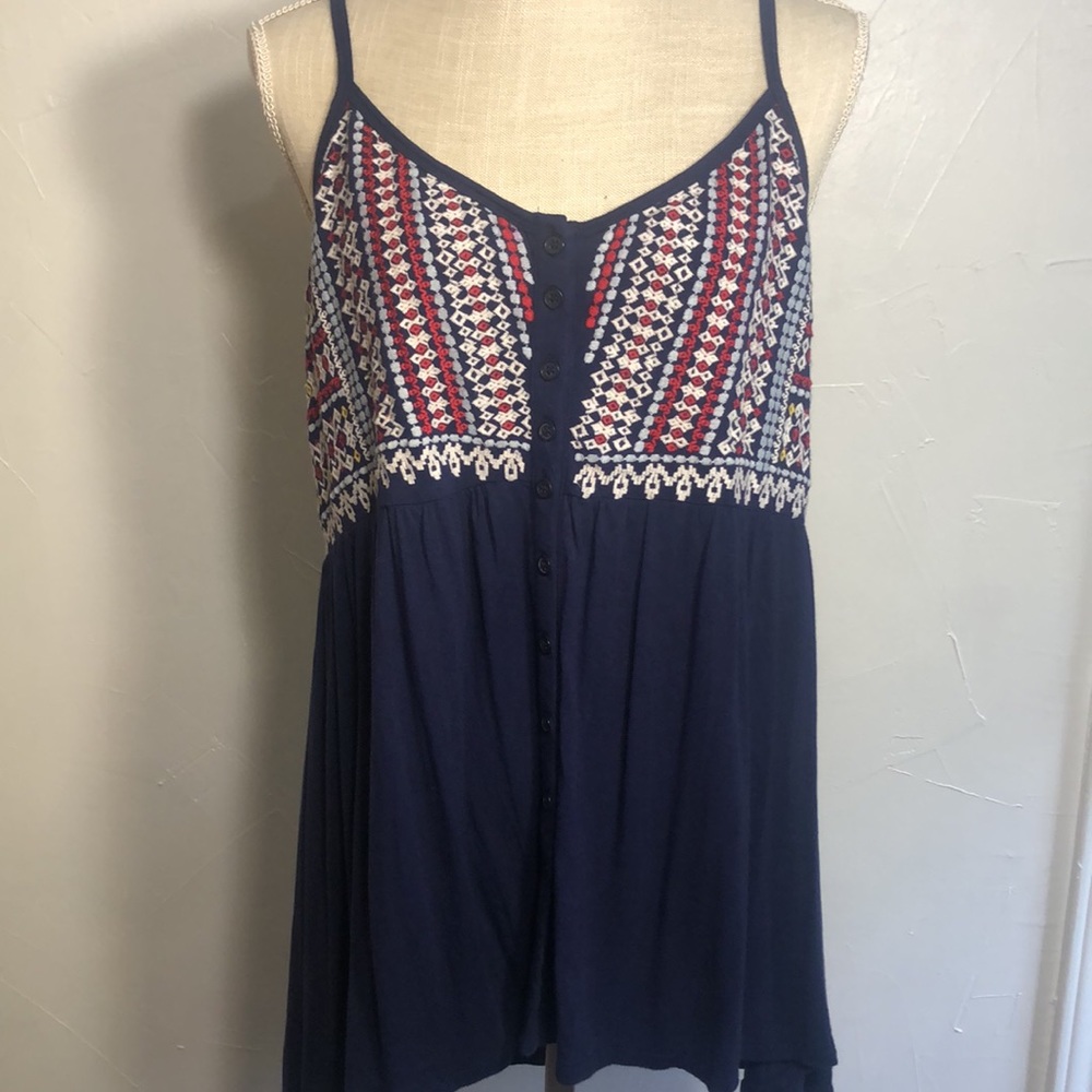 Torrid Size 0 10 Buttons Down Front Red Navy Whit… - image 3